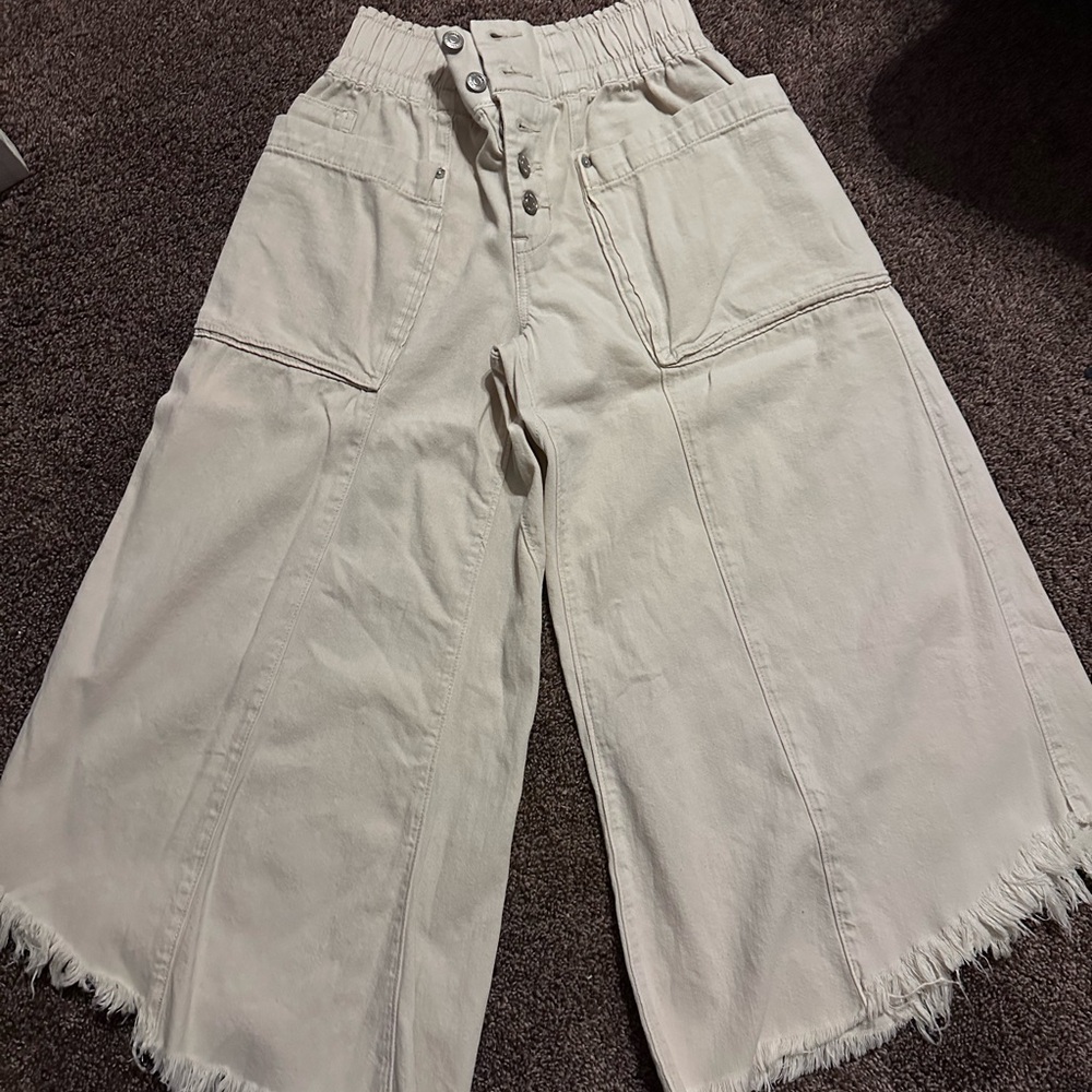 We The Free Cream Elastic Waist Sun Setter Pants - Picture 2 of 4